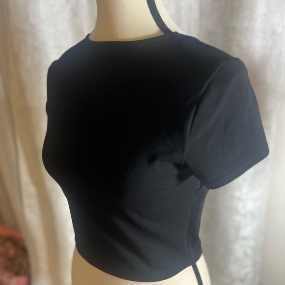 Garage Black Fitted Crop T-Shirt - Picture 7 of 9